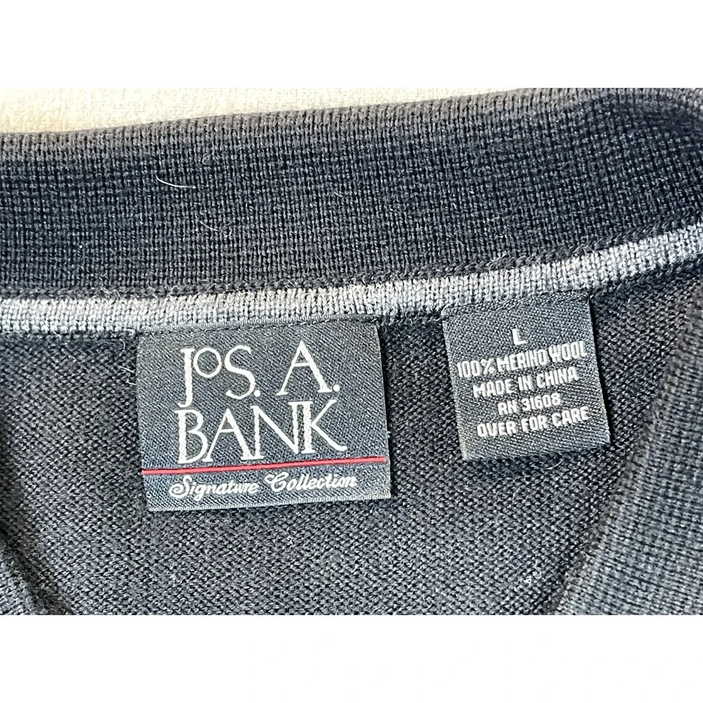 Jos.‎ A. Bank Sweater Merino Wool Large mens Black Sweatshirt